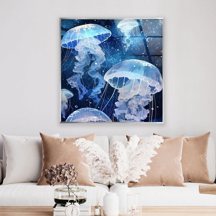 Arctic Jellyfishes Glass Wall Art custom glass photo prints, large glass prints
