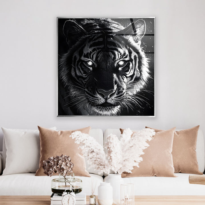 Black Tiger Glass Wall Art Glass Printing Wall Art, Print photos on glass
