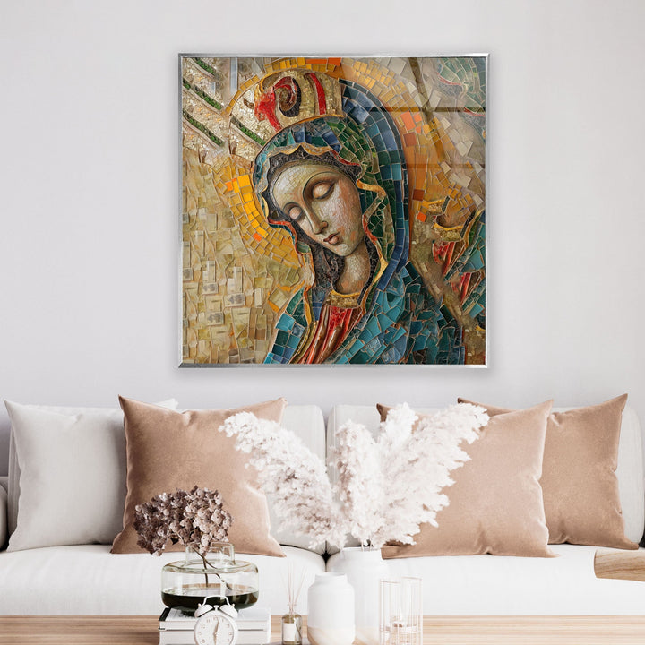 Saint Maria With Mosaic Glass Wall Art glass image printing, glass prints from photos
