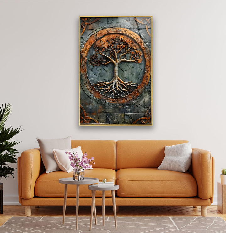 Copper Design Tree Glass Wall Art custom glass pictures, glass art prints
