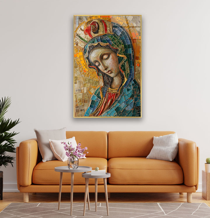 Saint Maria With Mosaic Glass Wall Art glass photo prints, glass picture prints
