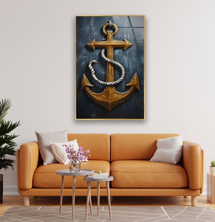 Ship Anchor & Rope Glass Wall Art glass image printing, glass prints from photos
