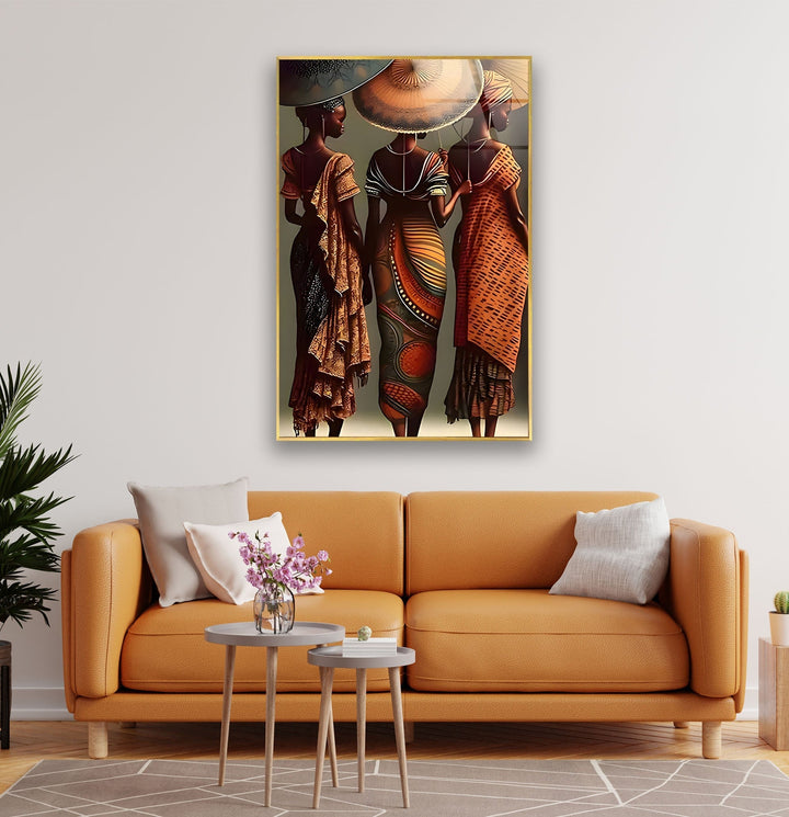 African Womans with Umbrella Glass Wall Art photo print on glass, prints on glass wall art
