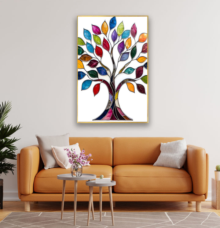 Colored Mosaic Tree of Life Glass Wall Art picture on glass wall art, photos printed on glass
