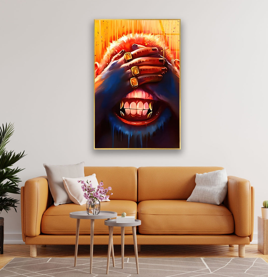 Monkey with Eyes Closed Glass Wall Art custom glass pictures, glass art prints
