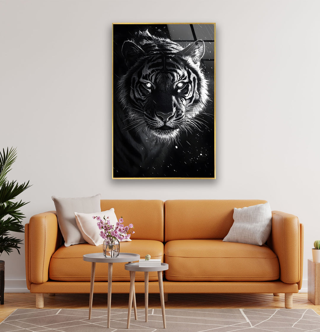 Black Tiger Glass Wall Art custom glass photo prints, large glass prints
