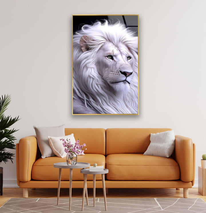White King Lion Glass Wall Art glass pictures for Wall, glass prints wall art
