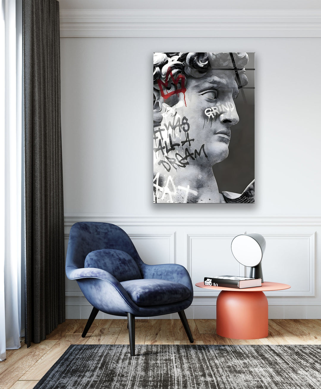 Marble Face Art Glass Wall Art custom glass pictures, glass art prints
