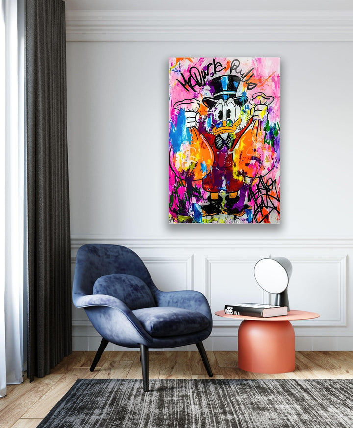 Donald Duck Pop Art Glass Wall Art glass photo prints, glass picture prints
