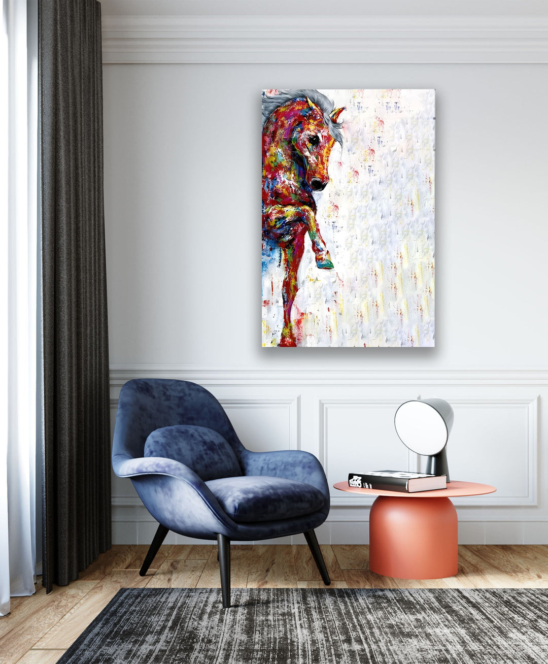 Colored Horse Glass Wall Art custom glass pictures, glass art prints
