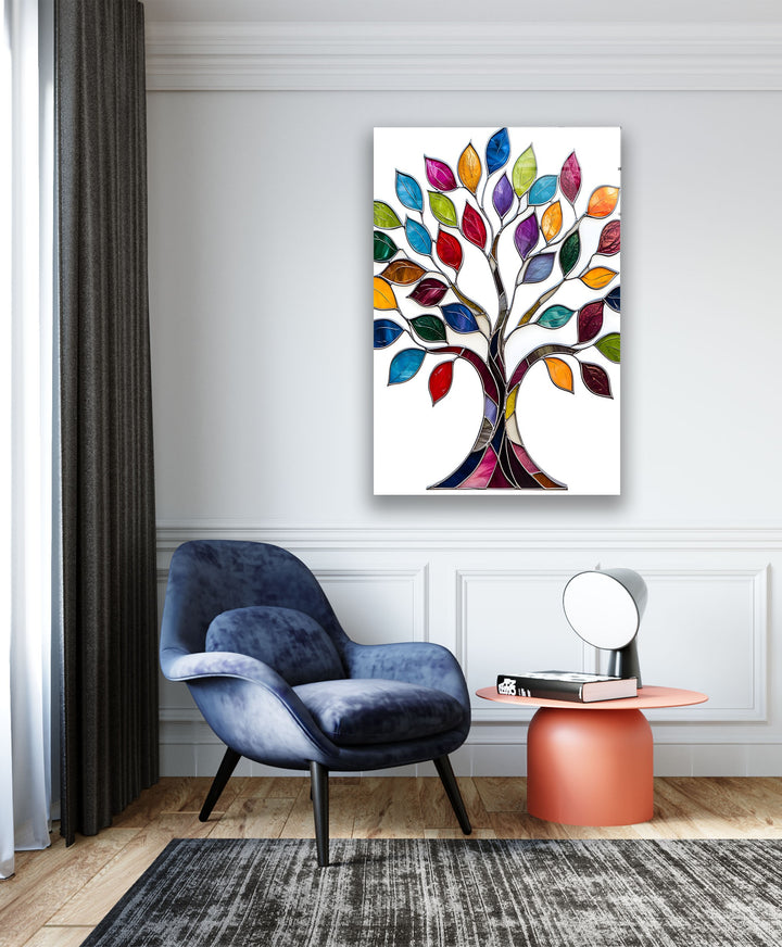 Colored Mosaic Tree of Life Glass Wall Art custom glass photo prints, large glass prints
