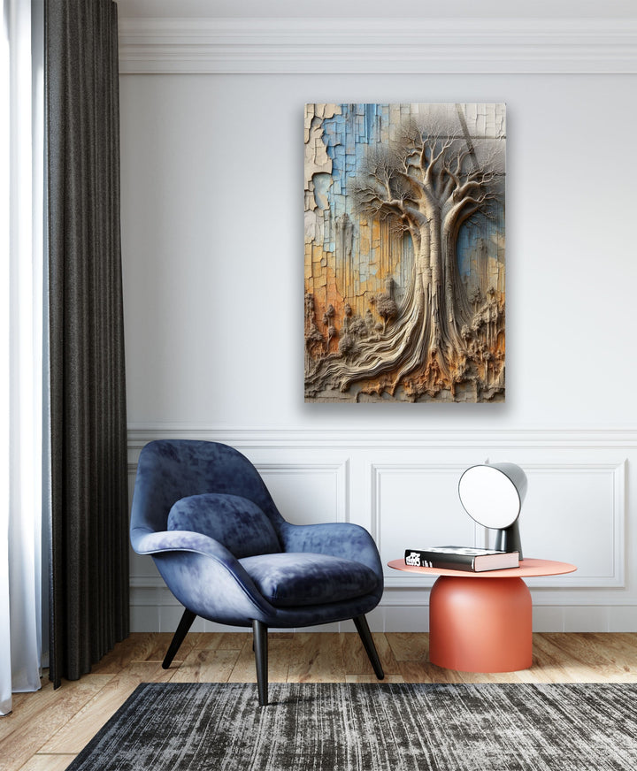 Brown Old Tree Glass Wall Art photo print on glass, prints on glass wall art
