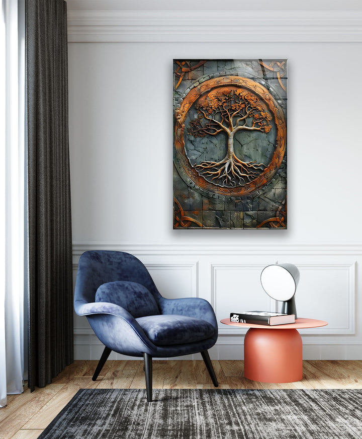 Copper Design Tree Glass Wall Art glass pictures for Wall, glass prints wall art
