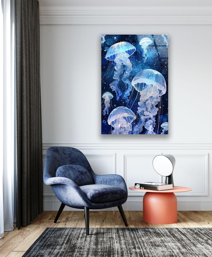 Arctic Jellyfishes Glass Wall Art photo print on glass, prints on glass wall art
