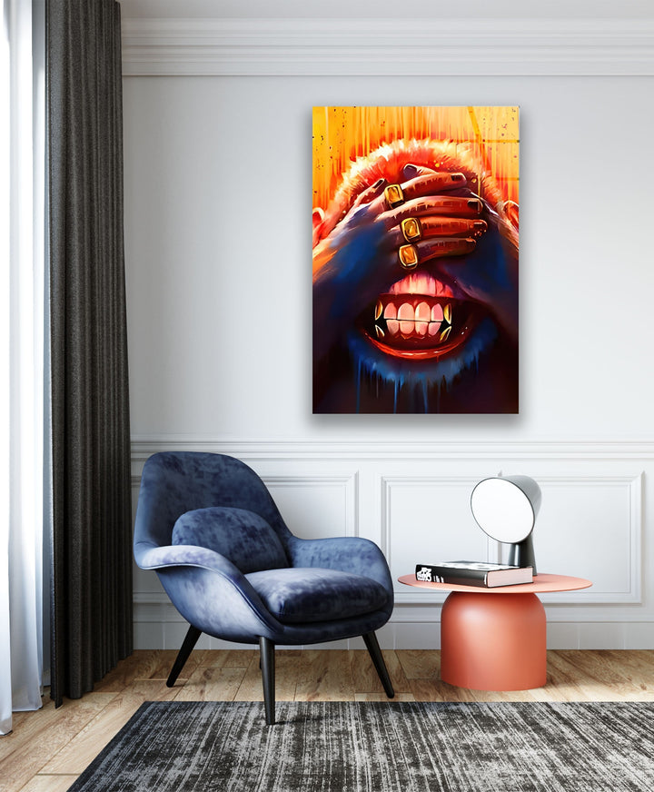 Monkey with Eyes Closed Glass Wall Art glass wall decor, glass wall art decor
