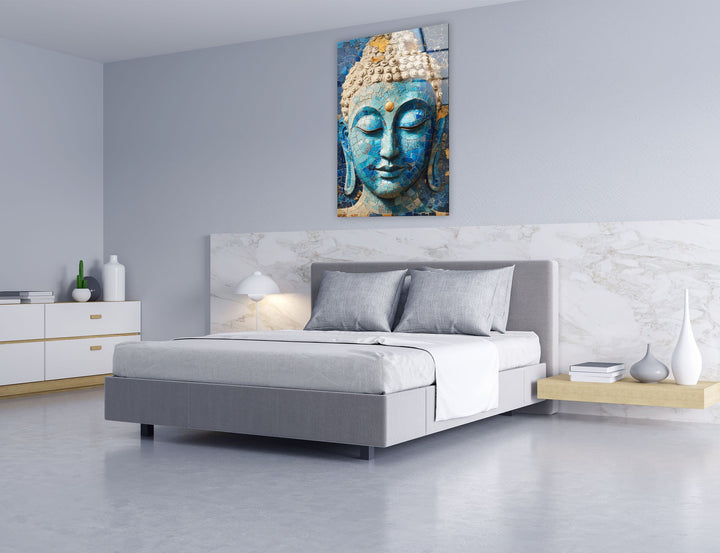 Buddha Mosaic Glass Wall Art for Home Decor