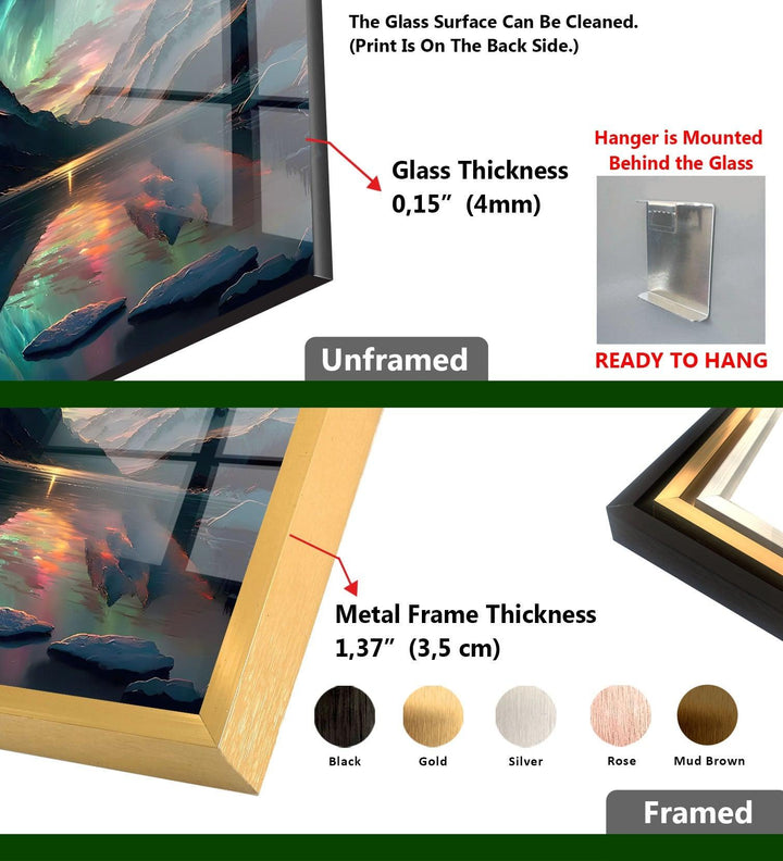 Nordlichter-Wandkunst aus Glas – Faszinierende Aurora Borealis-Landschaft