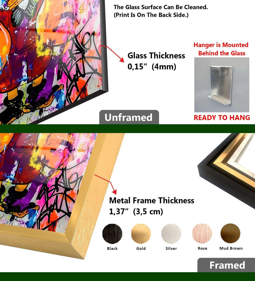 Donald Duck Pop-Art-Wandkunst aus Glas