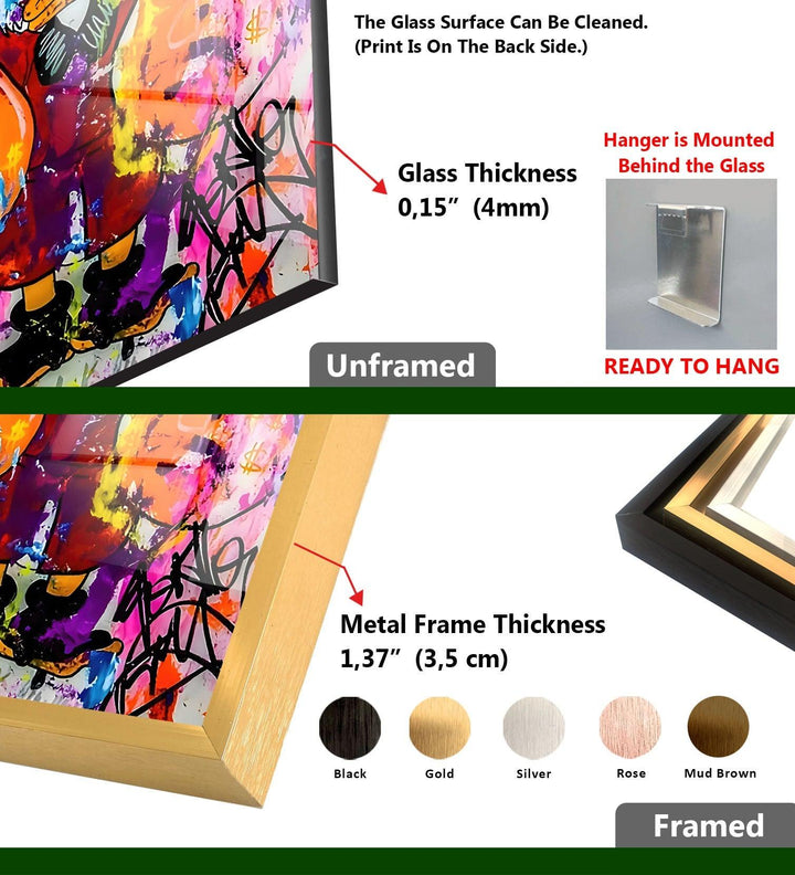 Donald Duck Pop-Art-Wandkunst aus Glas