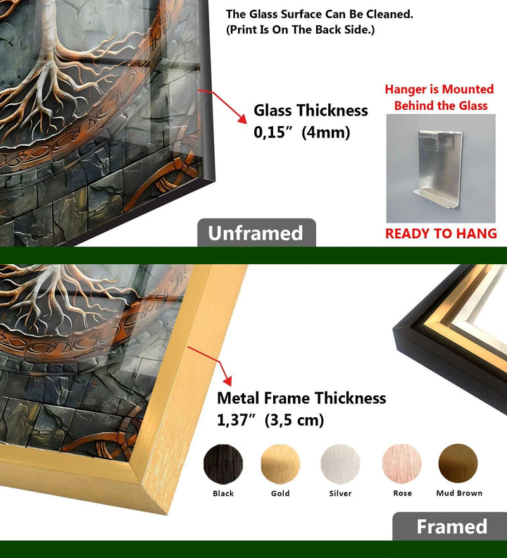 Kupfer-Design Baum Glas Wandkunst