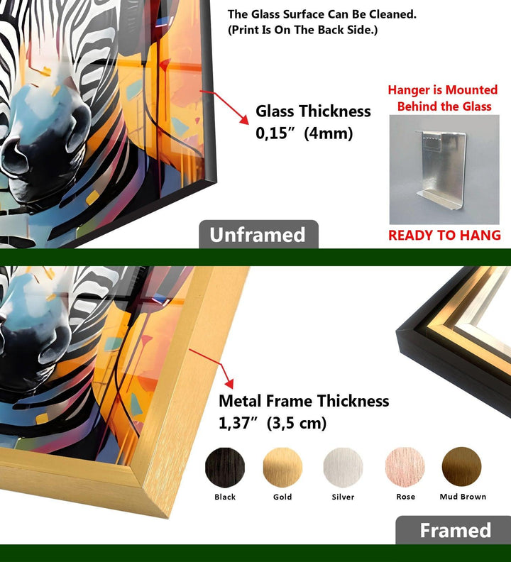 Zebra mit Kopfhörern Glaswandkunst