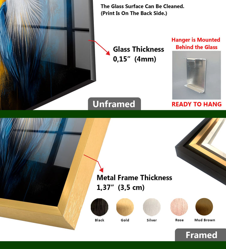 Electric Blue Heron – Auffallende Eleganz als Wanddekoration aus Glas