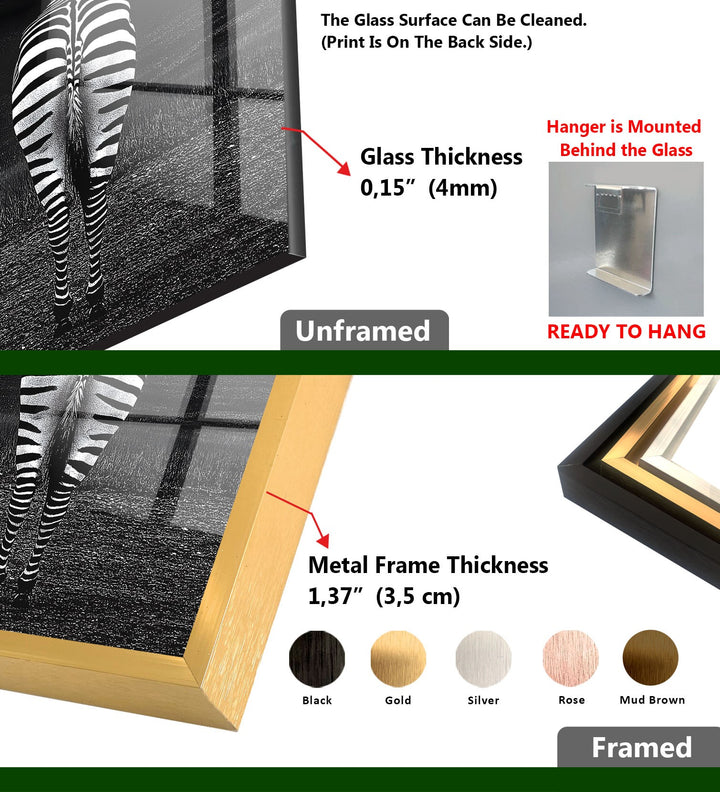 Rückansicht Zebra Glaswandkunst