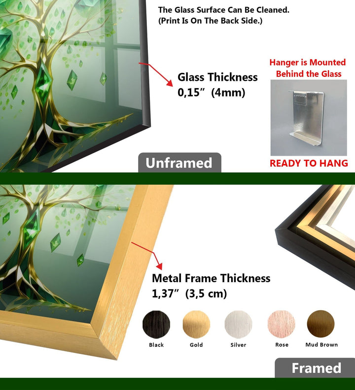 Smaragdbaum-Wandkunst aus Glas