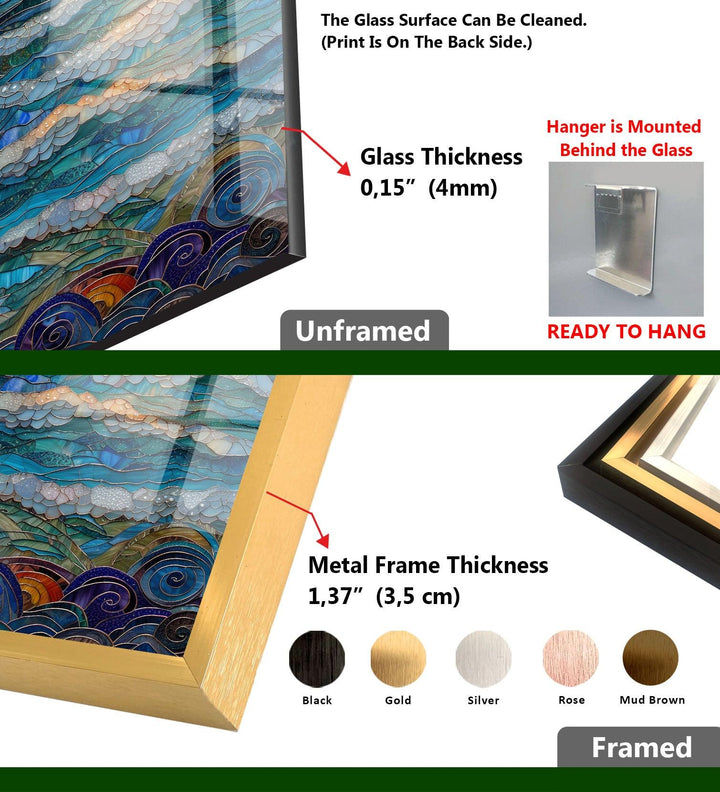 Ocean Sunset Mosaic Glass Wall Art: A Radiant Seascape
