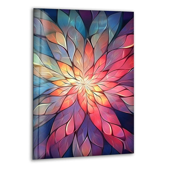 Radiant Mandala Flower Wall Art – Colorful Abstract Glass Print for Boho and Spiritual Decor - MyPhotoStation