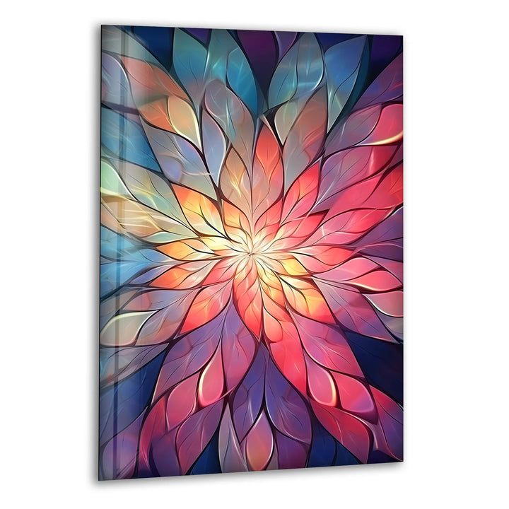 Radiant Mandala Flower Wall Art – Colorful Abstract Glass Print for Boho and Spiritual Decor - MyPhotoStation