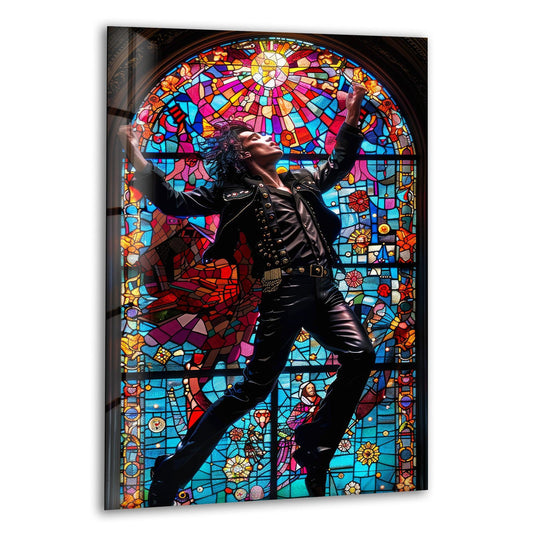 A dynamic Michael Jackson posed against abundant negative space in this decorative wall art.