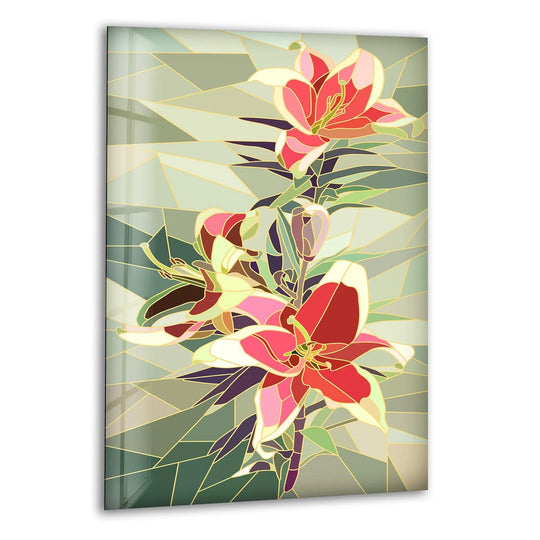 Lily Mosaic Glass Wall Art photo print on glass, prints on glass wall art