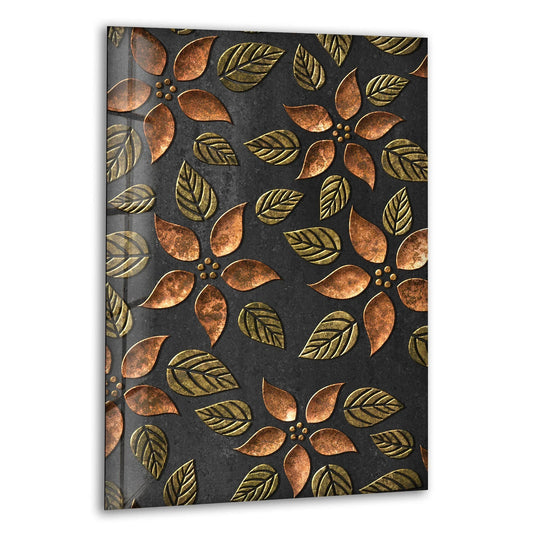 Abstract glass wall art copper and golden leaves design and copper leaves abstract wall art with stunning glass wall art and elegant leaf wall decor