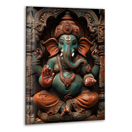 Religion Glass Wall Art featuring Hindu Buddha art and Ganesha wall decor with stunning 8K UV printing and durable tempered glass craftsmanship