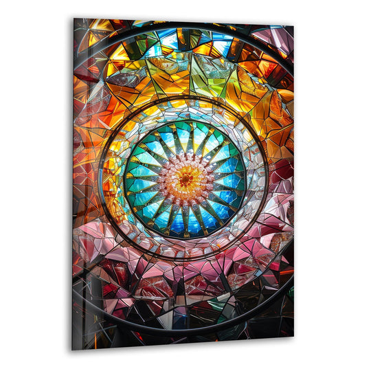 Kaleidoscope patterns in the best glass art feature organic, flowing forms of sapphire blue and fiery amber glass.