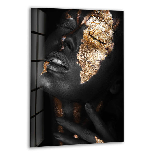 Cool Art featuring black woman in gold foil and luxurious design and black and gold woman wall decor