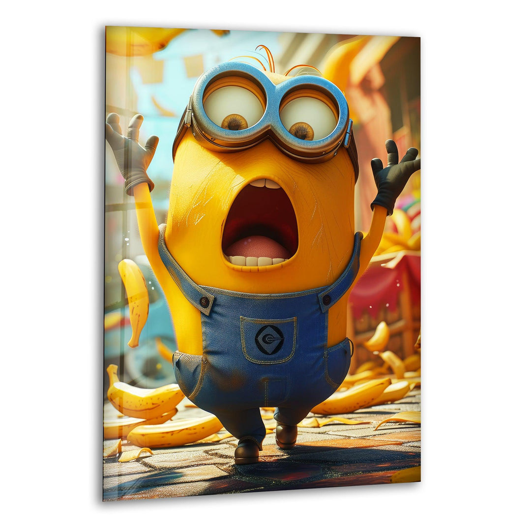 Minion Rush Banana Glass Wall Art, print on glass, glass printed photos