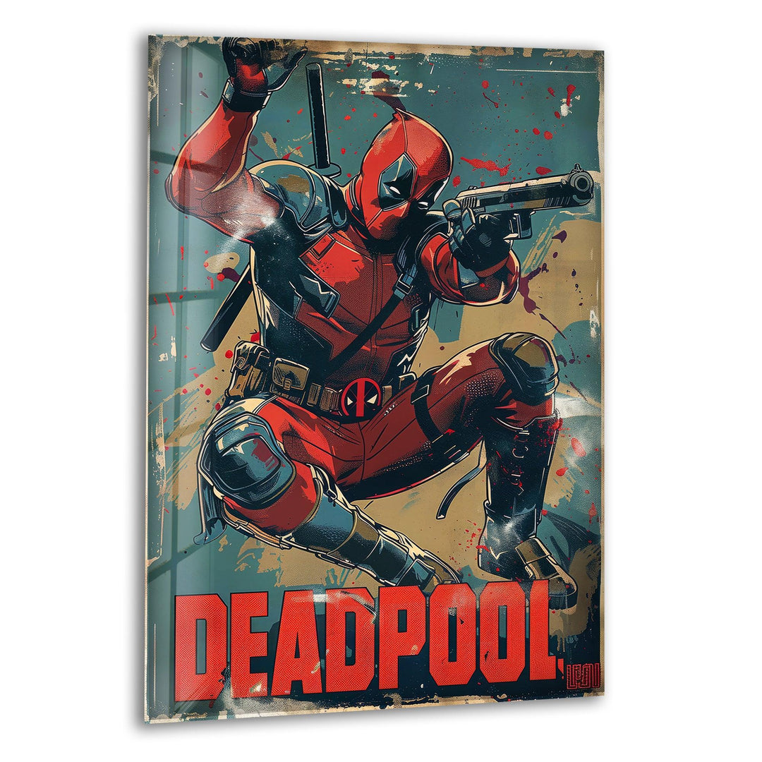Deadpool Movie Poster Glass Wall Art, print on glass, glass printed photos