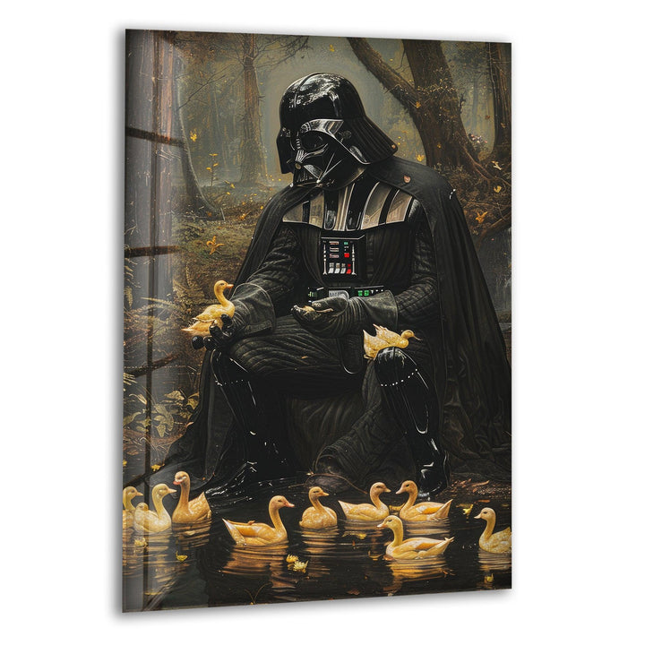 Darth Vader Playing with Ducks Glass Wall Art, print on glass, glass printed photos