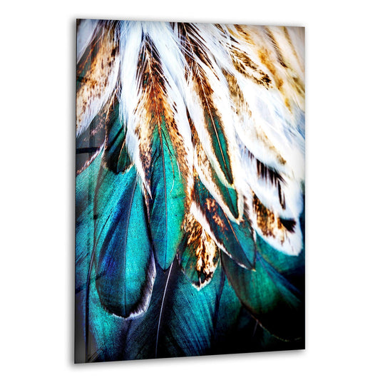 Intricate feather textures on this vibrant green feathers abstract art wall art prints showcase iridescent and velvety surfaces.