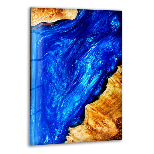 Dark, swirling navy depths within this epoxy decorative wall art evoke the mystique of oceanic abysses.
