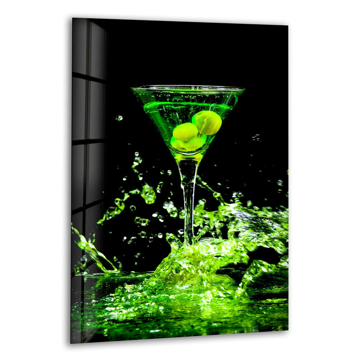 Martini With Olives Glass Wall Art, print picture on glass, Tempered Glass Wall Art