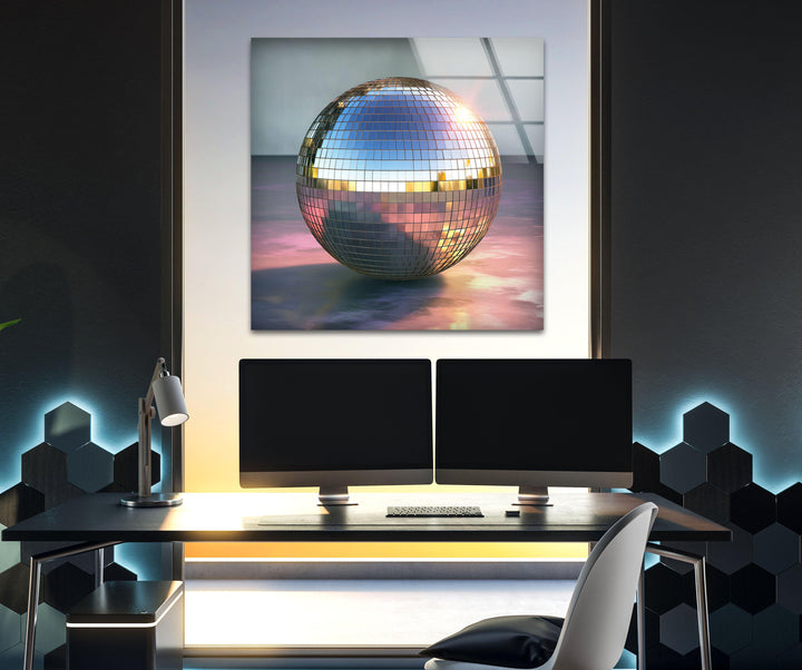 Glänzende Discokugel-Wandkunst aus Glas