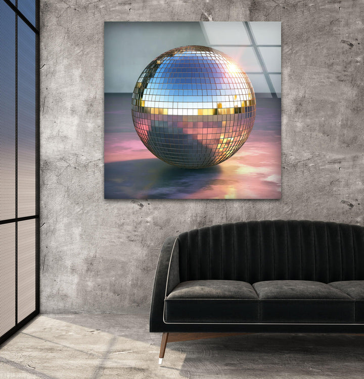 Glänzende Discokugel-Wandkunst aus Glas