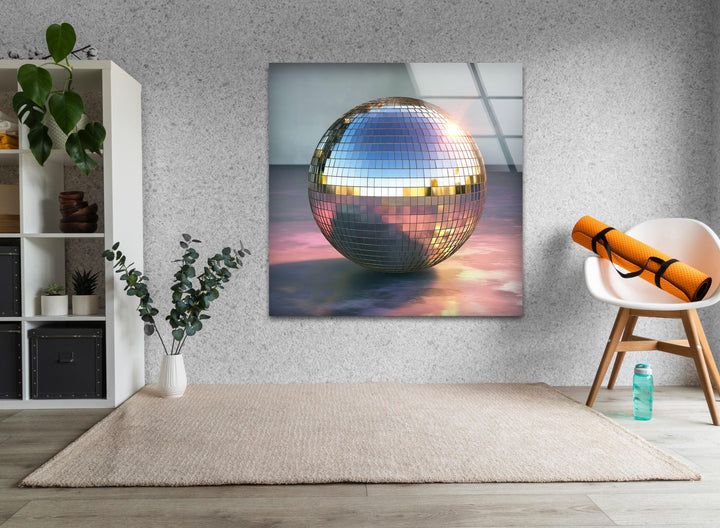 Glänzende Discokugel-Wandkunst aus Glas