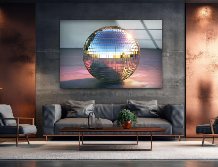 Glänzende Discokugel-Wandkunst aus Glas