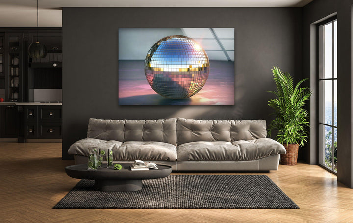 Glänzende Discokugel-Wandkunst aus Glas
