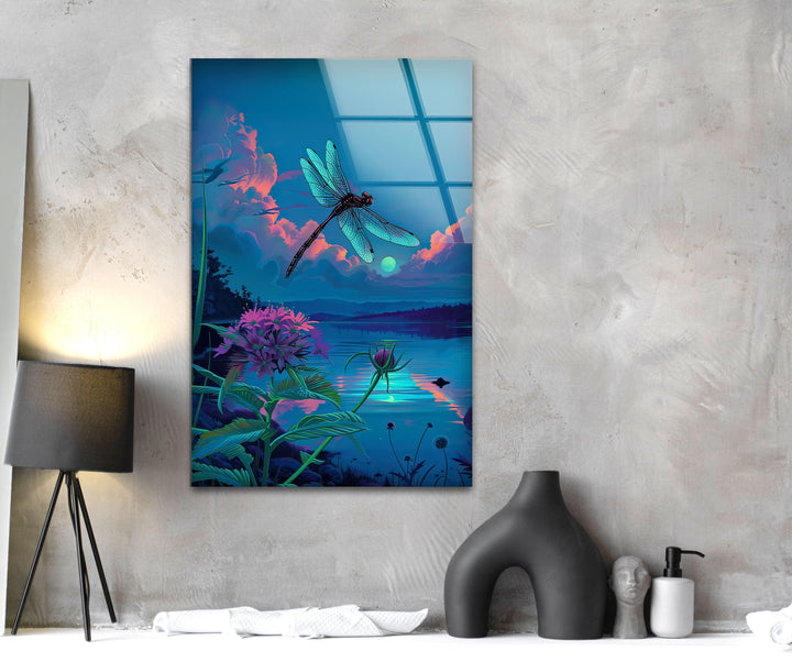Blue Dragonfly Glass Wall Art glass wall decor, glass wall art decor
