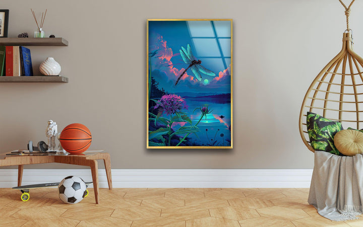 Blue Dragonfly Glass Wall Art stained glass wall art, stained glass wall decor
